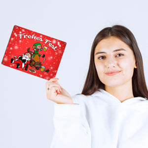 Frohes Fest mit lustigem Weihnachtsmotiv Metallschild