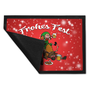 Frohes Fest mit lustigem Weihnachtsmotiv Fußmatte