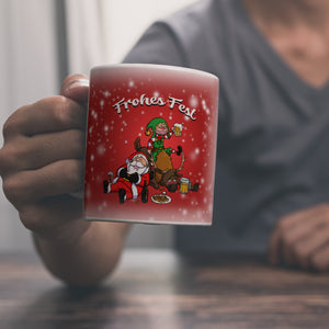 Frohes Fest mit lustigem Weihnachtsmotiv Kaffeebecher
