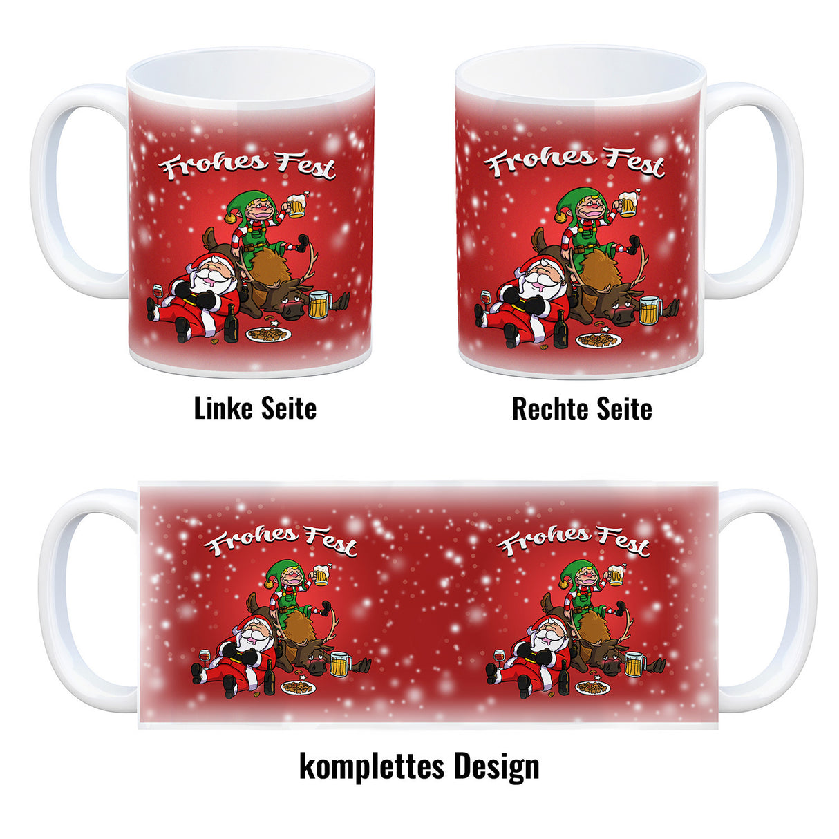 Frohes Fest mit lustigem Weihnachtsmotiv Kaffeebecher