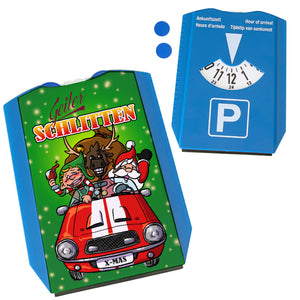 Geiler Schlitten - Rentier Weihnachtsmann und Elf Parkscheibe mit Eiskratzer