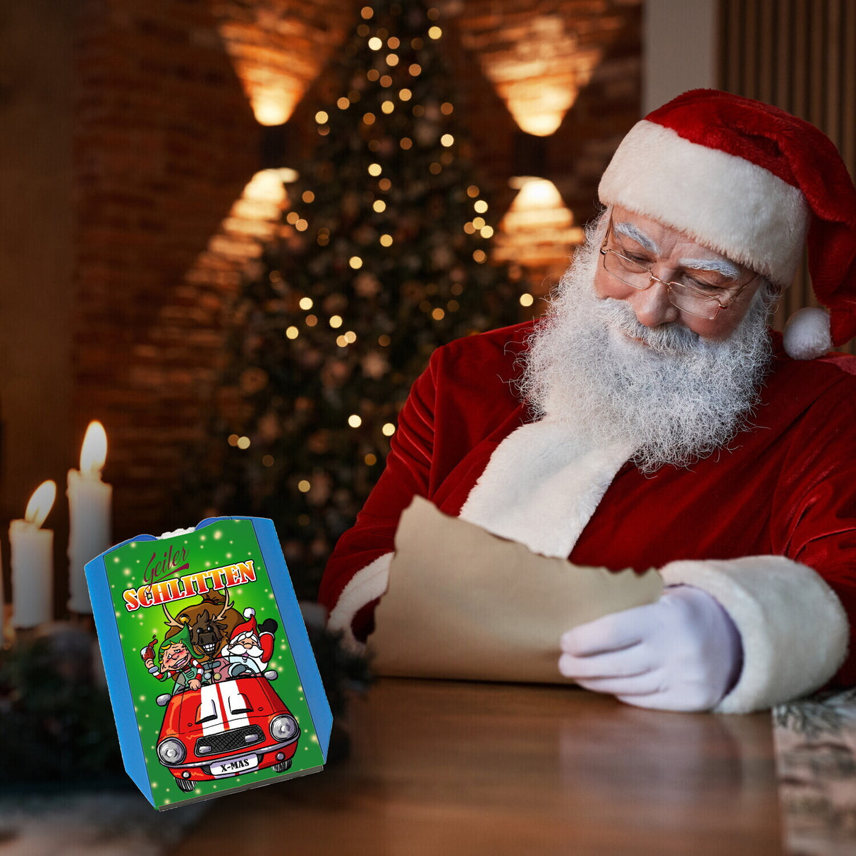 Geiler Schlitten - Rentier Weihnachtsmann und Elf Parkscheibe mit Eiskratzer