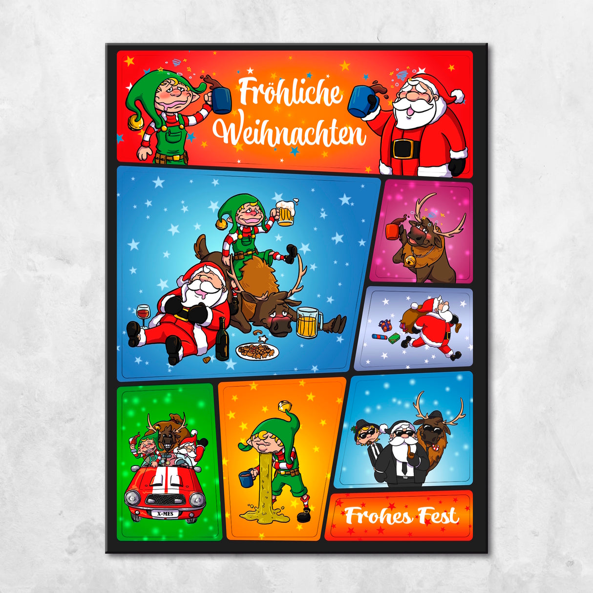 Fröhliche Weihnachten Magnet-Set mit lustigen Weihnachtsmotiven