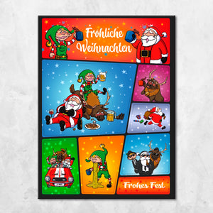 Fröhliche Weihnachten Magnet-Set mit lustigen Weihnachtsmotiven
