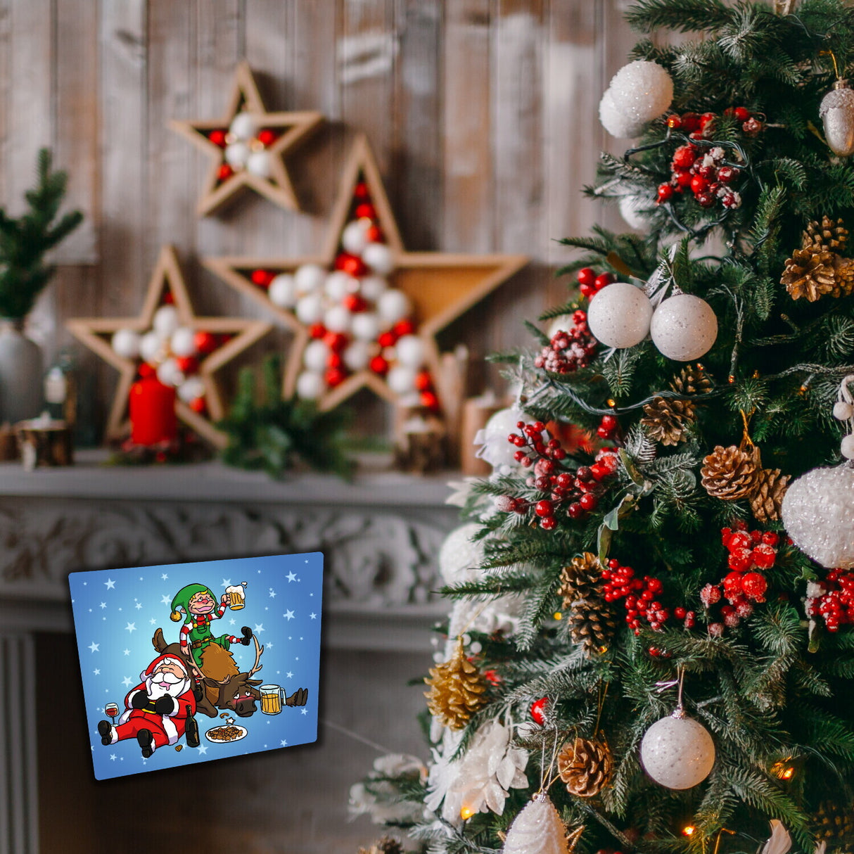 Fröhliche Weihnachten Magnet-Set mit lustigen Weihnachtsmotiven