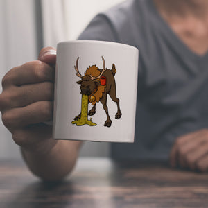 Kotzendes Rentier mit Glühweintasse Weihnachten Kaffeebecher