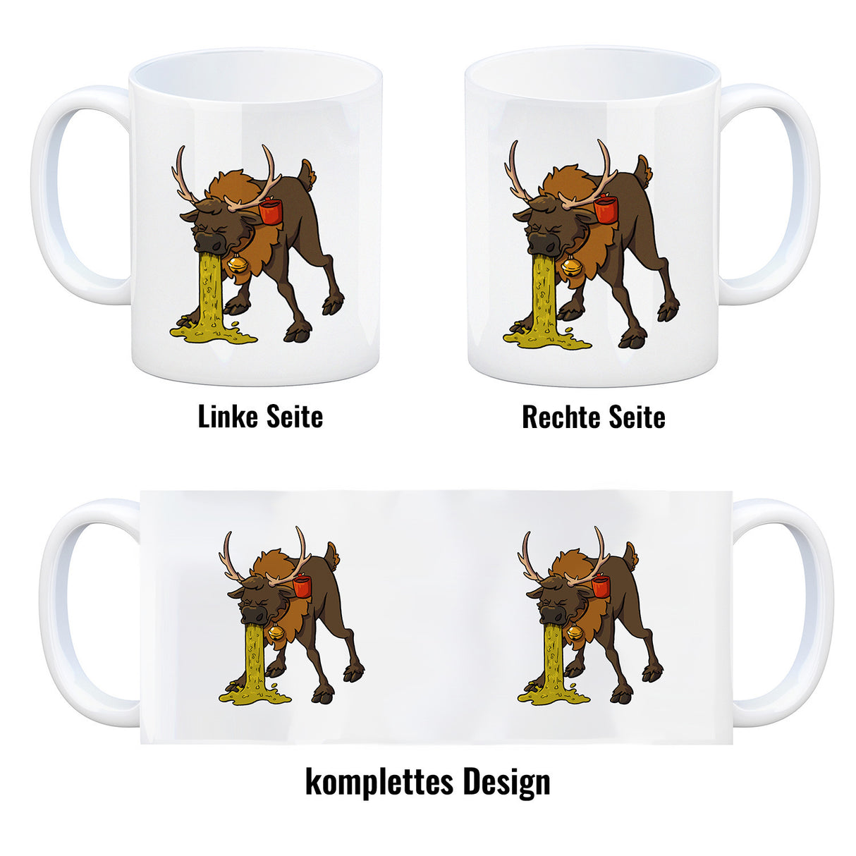 Kotzendes Rentier mit Glühweintasse Weihnachten Kaffeebecher