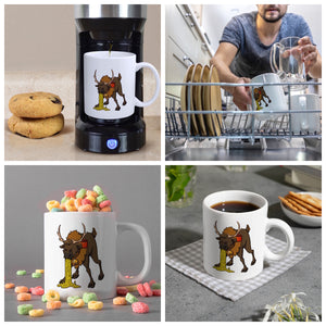 Kotzendes Rentier mit Glühweintasse Weihnachten Kaffeebecher