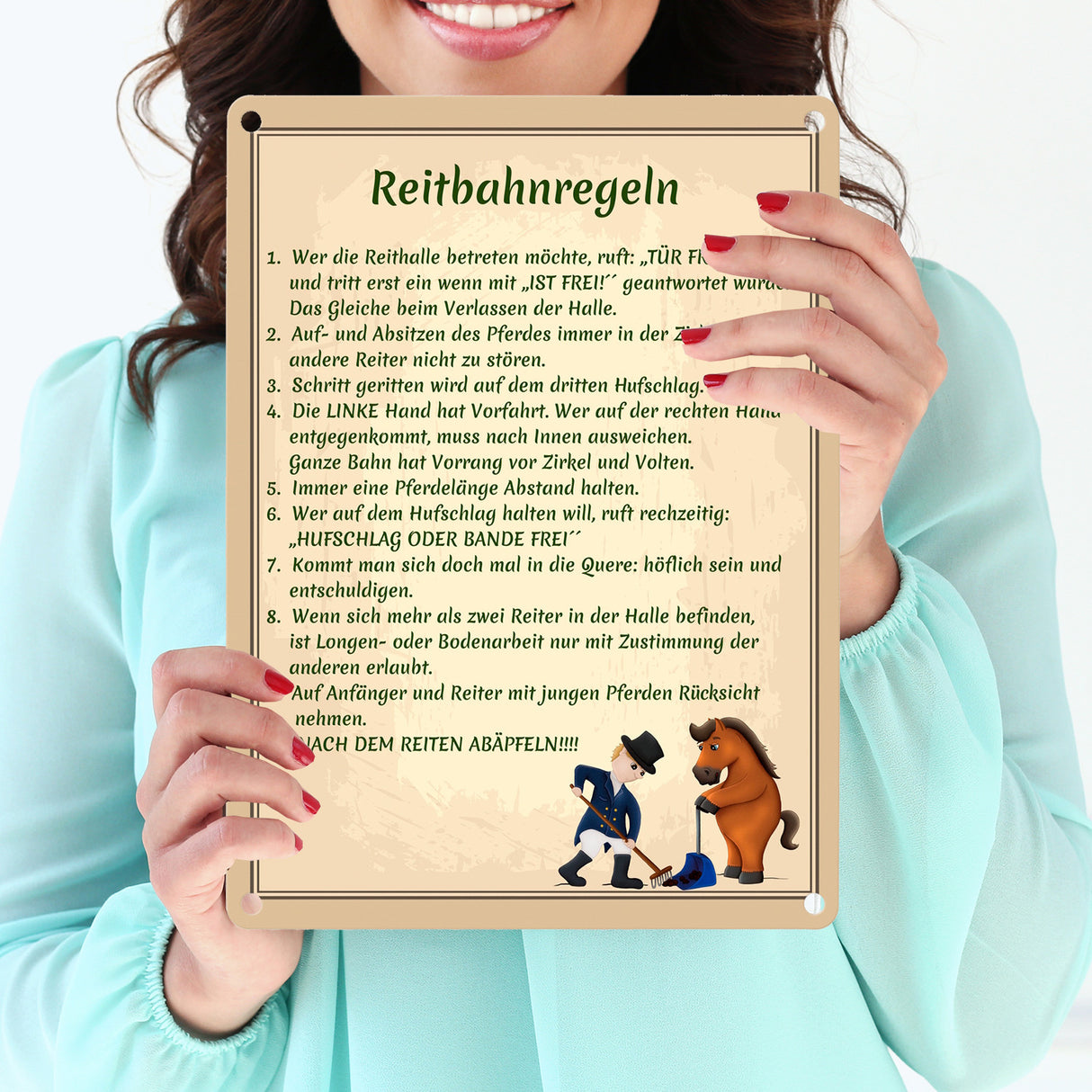 Reitbahnregeln Metallschild in 15x20 cm
