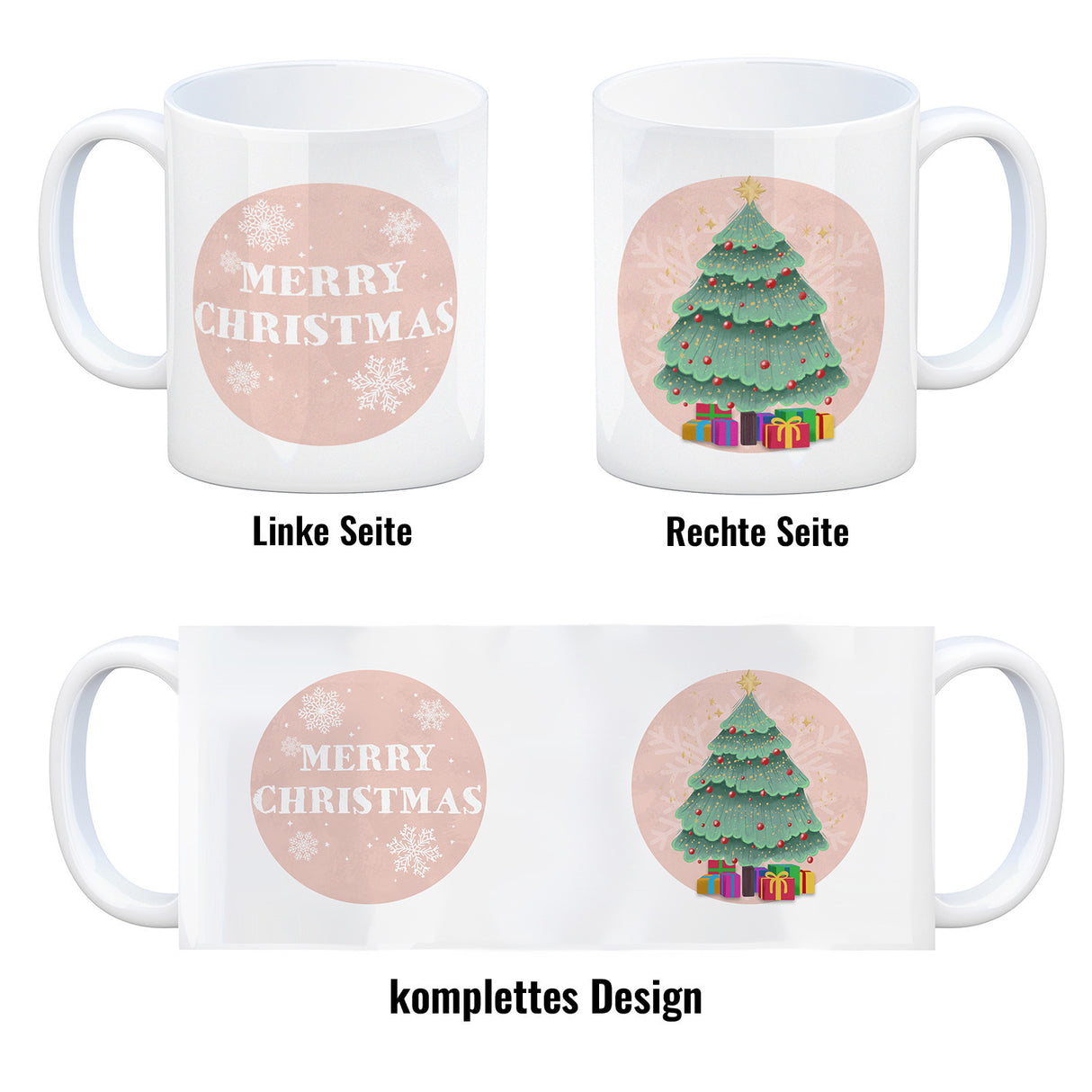 Merry Christmas Kaffeetasse mit schönem Weihnachtsbaum Motiv und Spruch