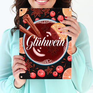 Glühwein mit Zutaten Motiv - dekoratives Metallschild für die Weihnachtszeit