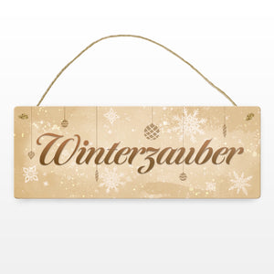 Winterzauber mit schönen Schneeflocken und Christbaumkugeln Metallschild