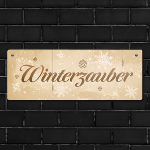 Winterzauber mit schönen Schneeflocken und Christbaumkugeln Metallschild