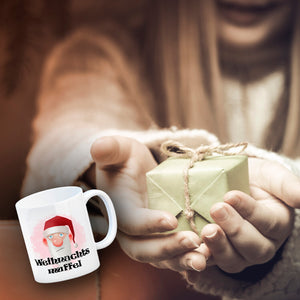 Weihnachtsmuffel witzige Kaffeetasse mit lustlosem Weihnachtsmann Motiv