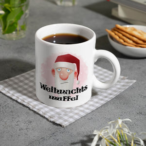 Weihnachtsmuffel witzige Kaffeetasse mit lustlosem Weihnachtsmann Motiv
