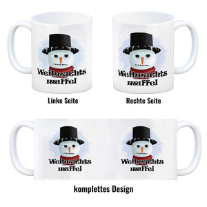 Weihnachtsmuffel witzige Kaffeetasse mit lustlosem Schneemann Motiv