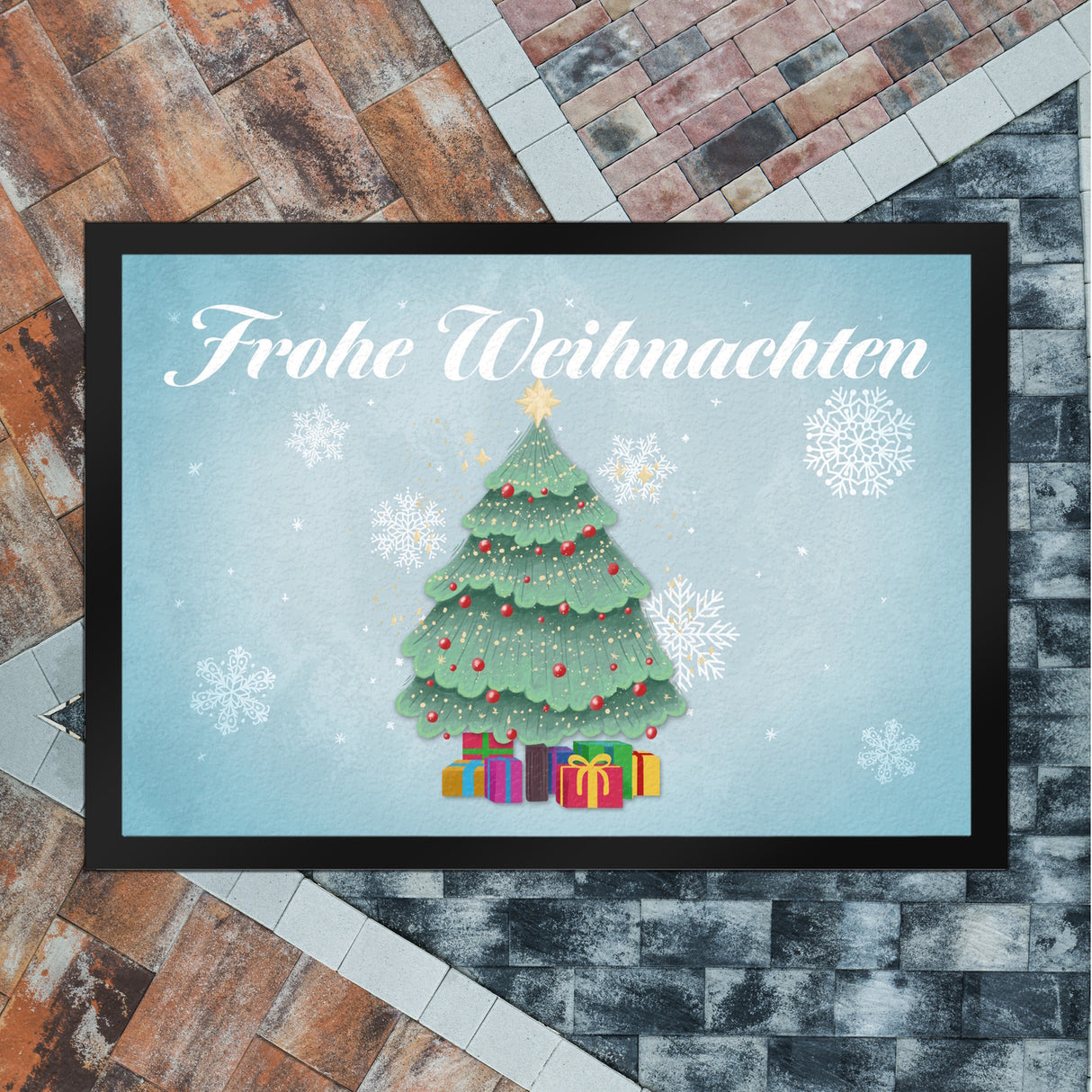 Frohe Weihnachten mit schönem Weihnachtsbaum Fußmatte