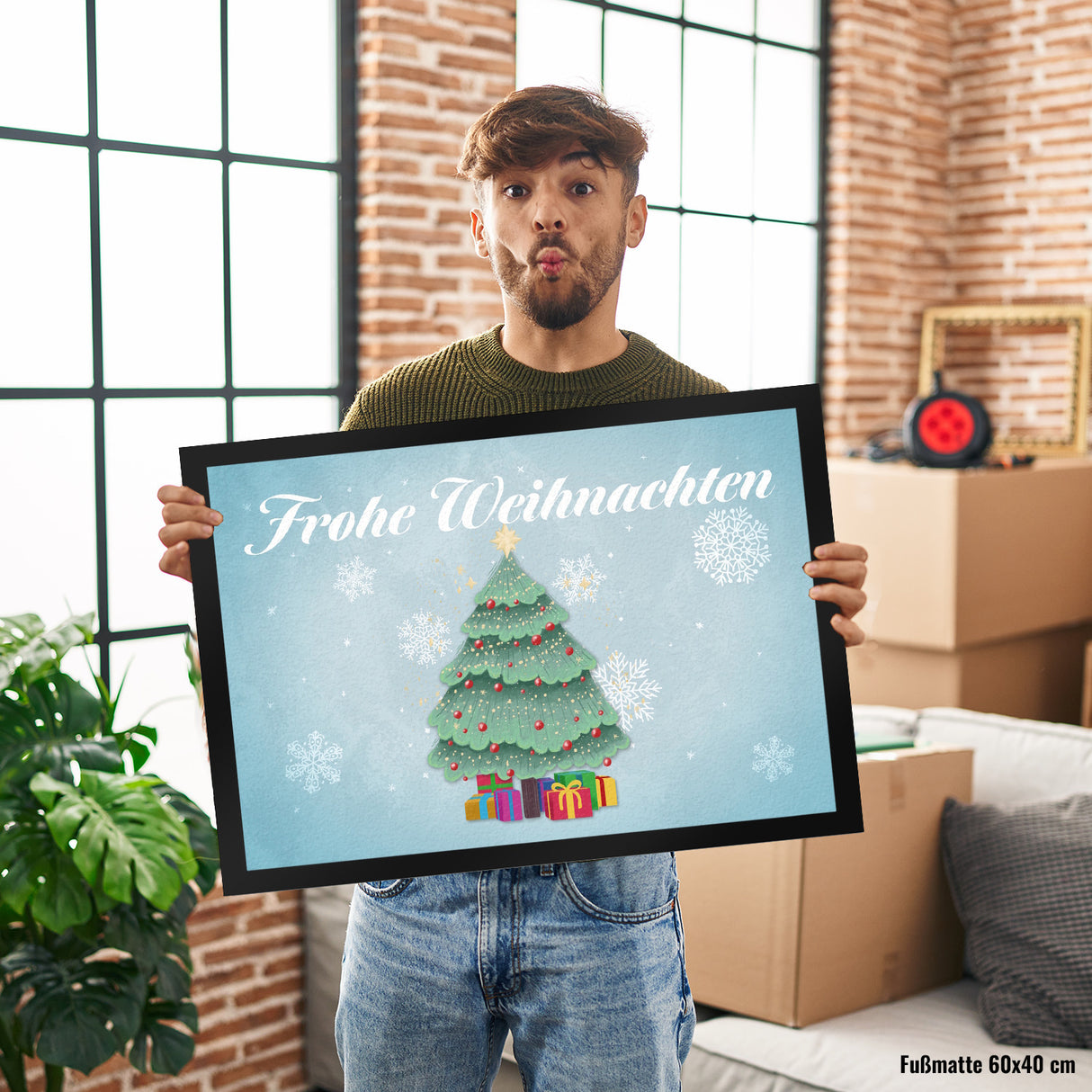 Frohe Weihnachten mit schönem Weihnachtsbaum Fußmatte