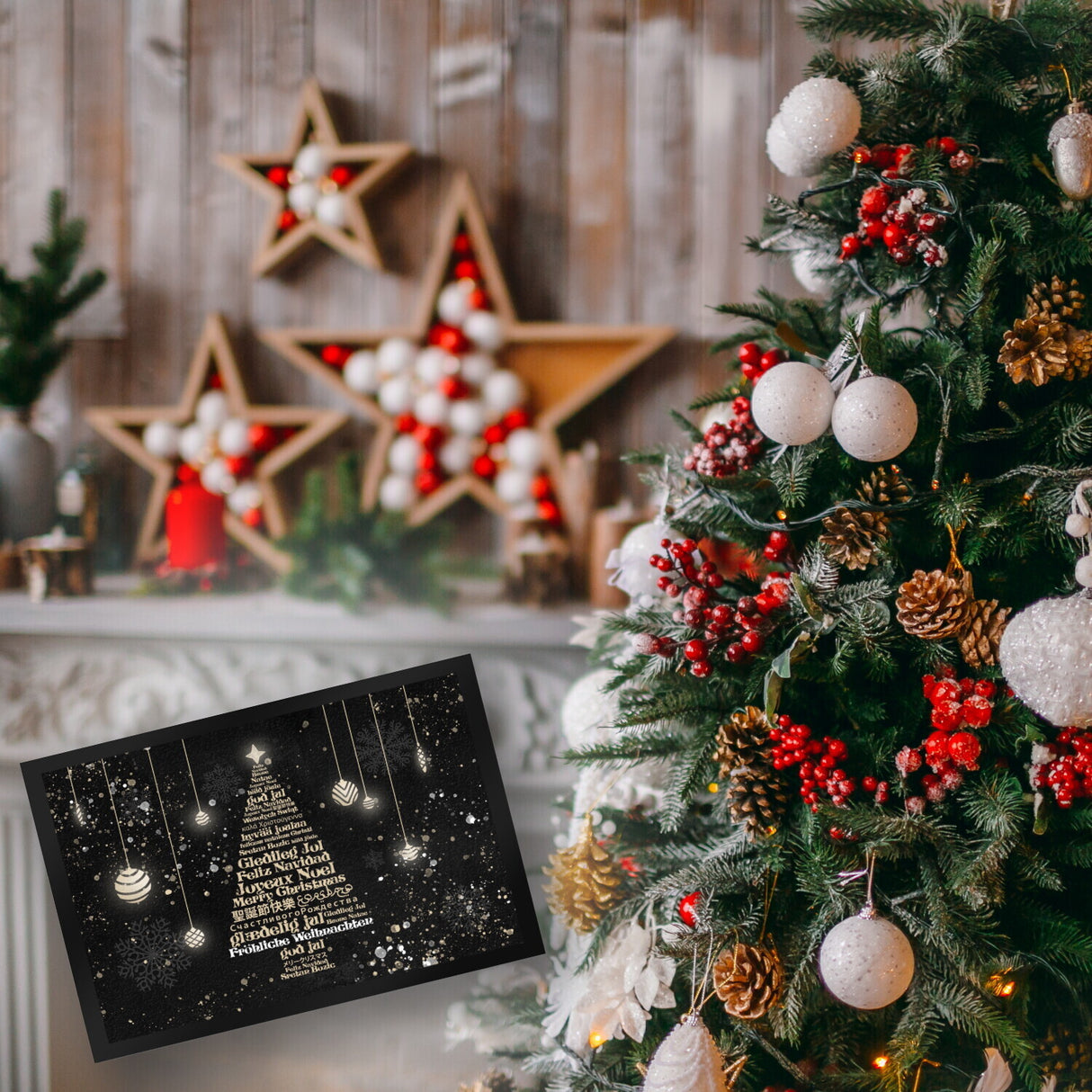 Fröhliche Weihnachten in verschiedenen Sprachen Fußmatte