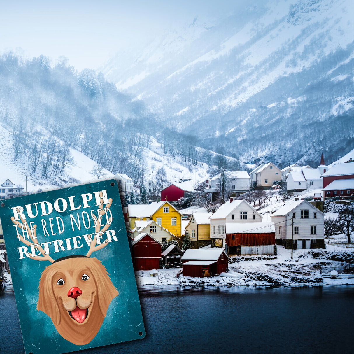 Rudolph the red nosed Retriever lustiges Metallschild