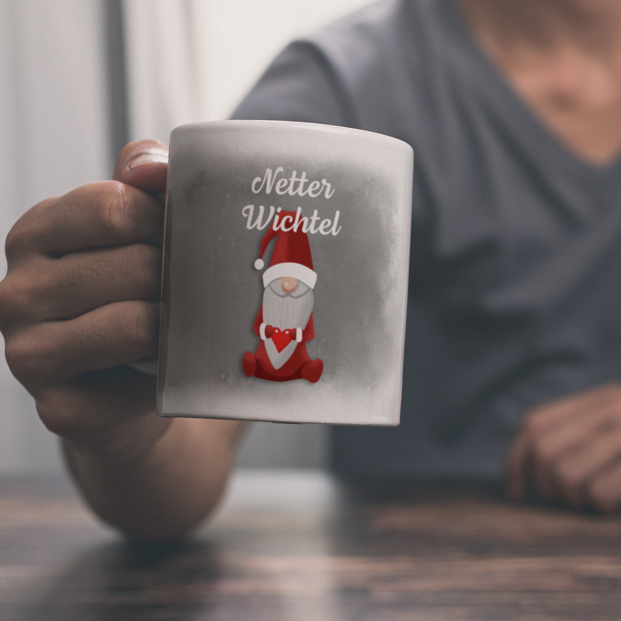 Netter Wichtel böser Wichtel Kaffeetasse für Weihnachten mit witzigen Wichteln