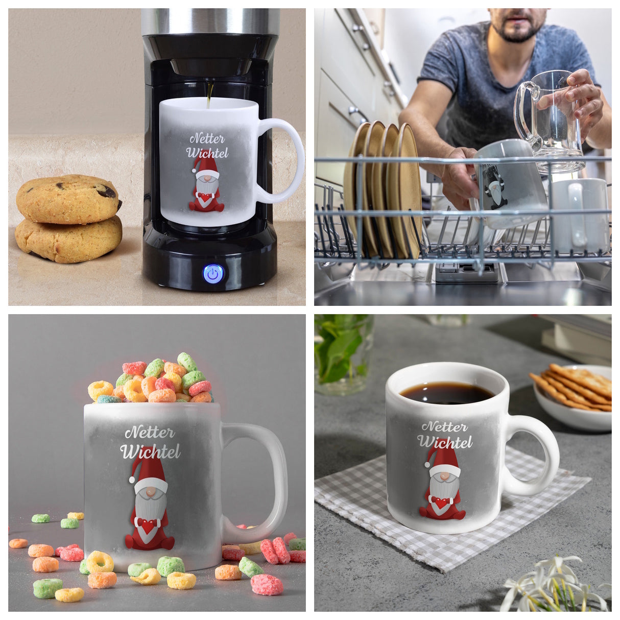Netter Wichtel böser Wichtel Kaffeetasse für Weihnachten mit witzigen Wichteln
