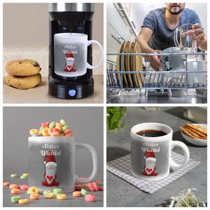 Netter Wichtel böser Wichtel Kaffeetasse für Weihnachten mit witzigen Wichteln