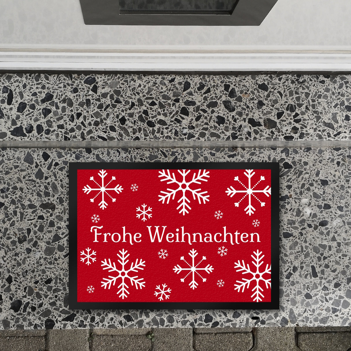 Frohe Weihnachten Türmatte mit Schneeflocken Fußmatte