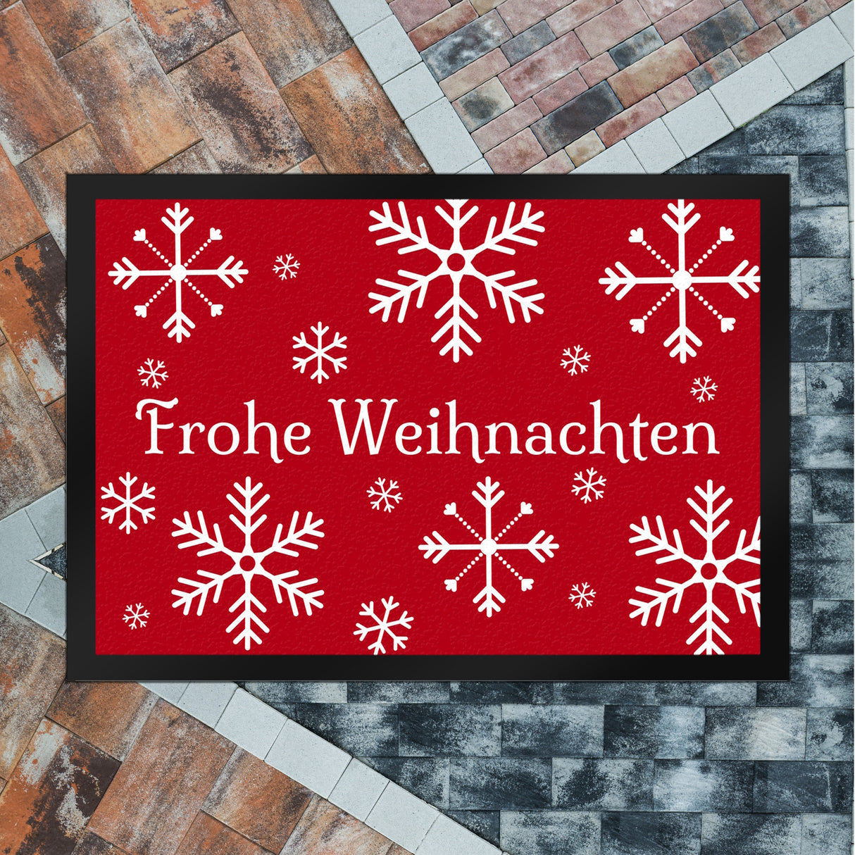 Frohe Weihnachten Türmatte mit Schneeflocken Fußmatte