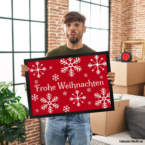 Frohe Weihnachten Türmatte mit Schneeflocken Fußmatte
