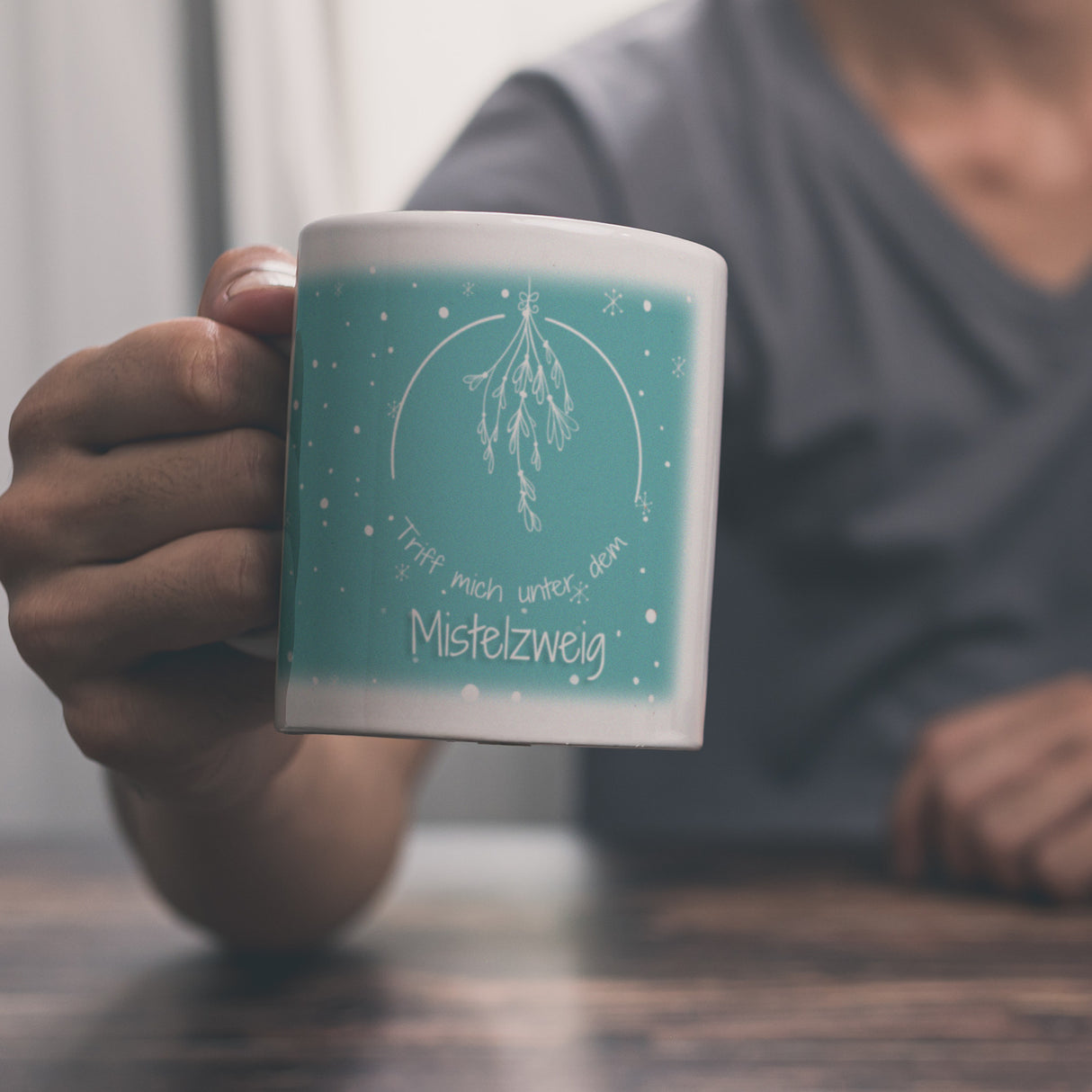 Triff mich unter dem Mistelzweig Weihnachten Kaffeebecher