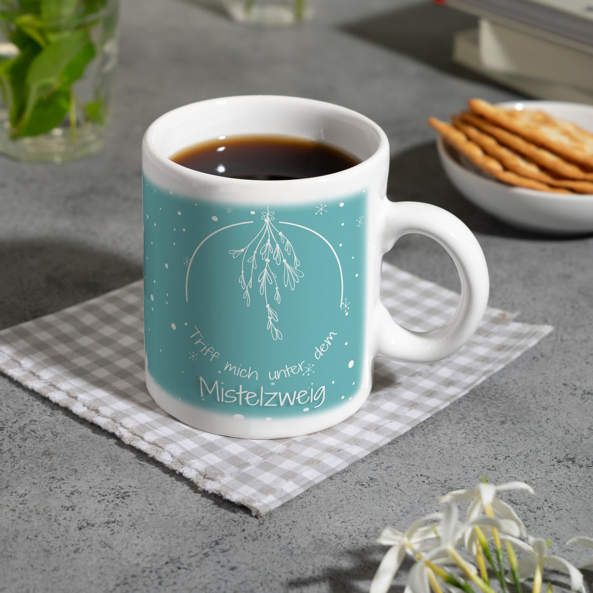 Triff mich unter dem Mistelzweig Weihnachten Kaffeebecher