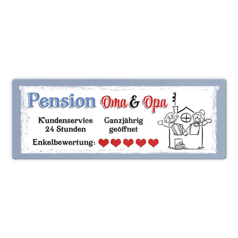 Pension Oma und Opa Metallschild