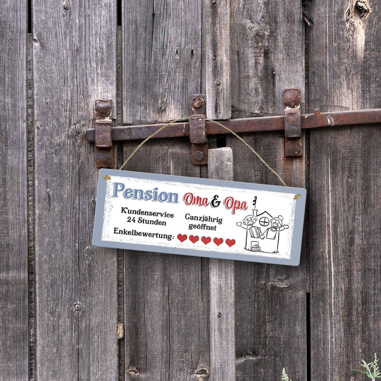 Pension Oma und Opa Metallschild