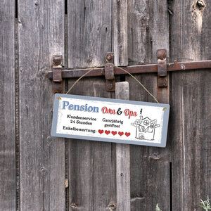Pension Oma und Opa Metallschild