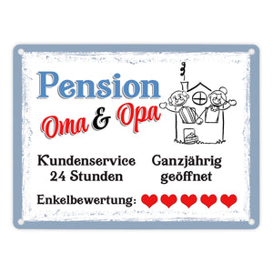 Pension Oma und Opa Metallschild