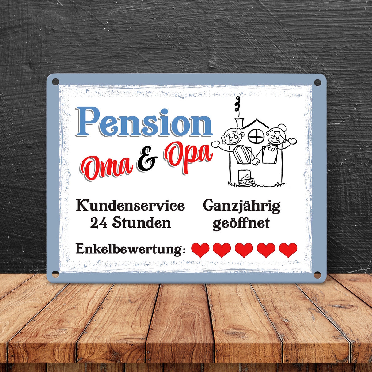 Pension Oma und Opa Metallschild