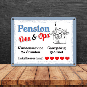 Pension Oma und Opa Metallschild