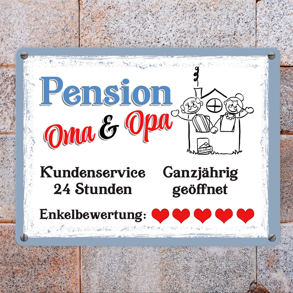Pension Oma und Opa Metallschild