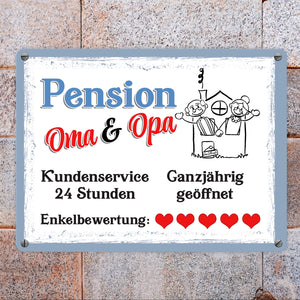 Pension Oma und Opa Metallschild