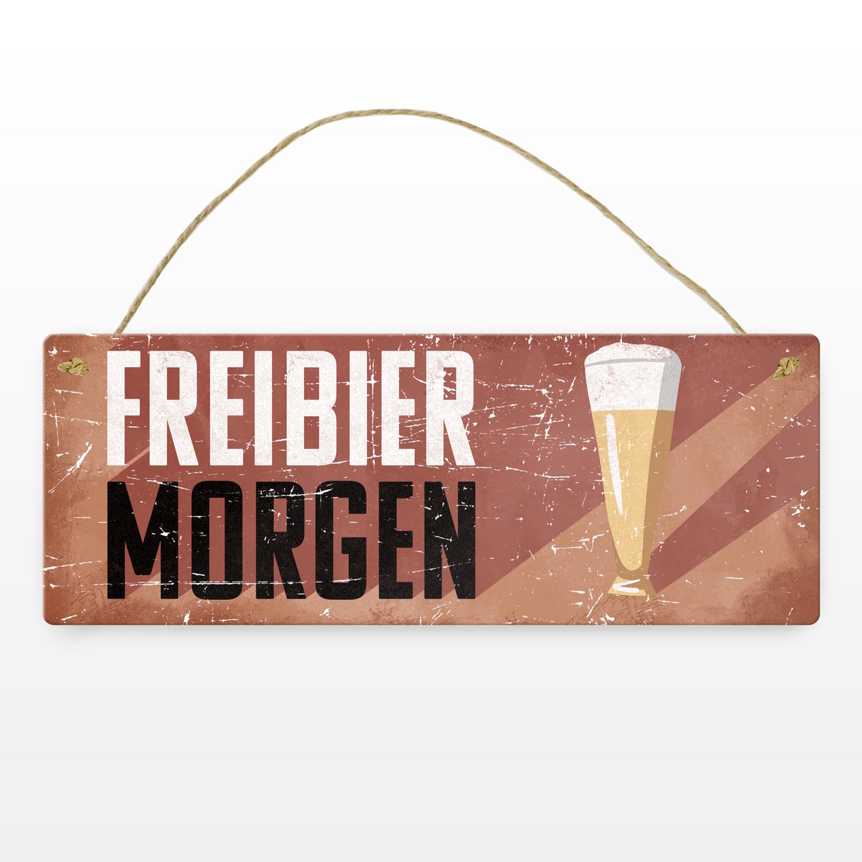Freibier morgen Metallschild mit Bierglas im Retrolook