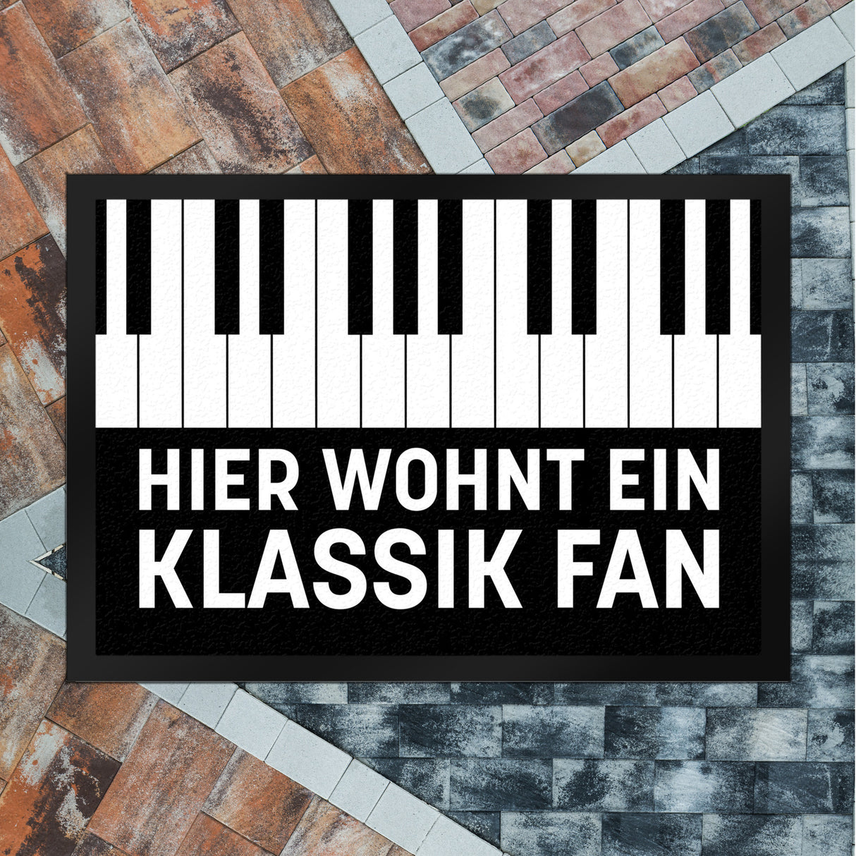 Hier wohnt ein Klassik Fan Fußmatte mit Klavier Motiv