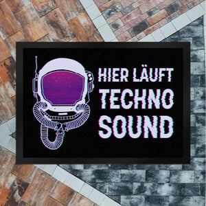 Hier läuft Techno Sound Fußmatte mit Astronautenhelm für Raver