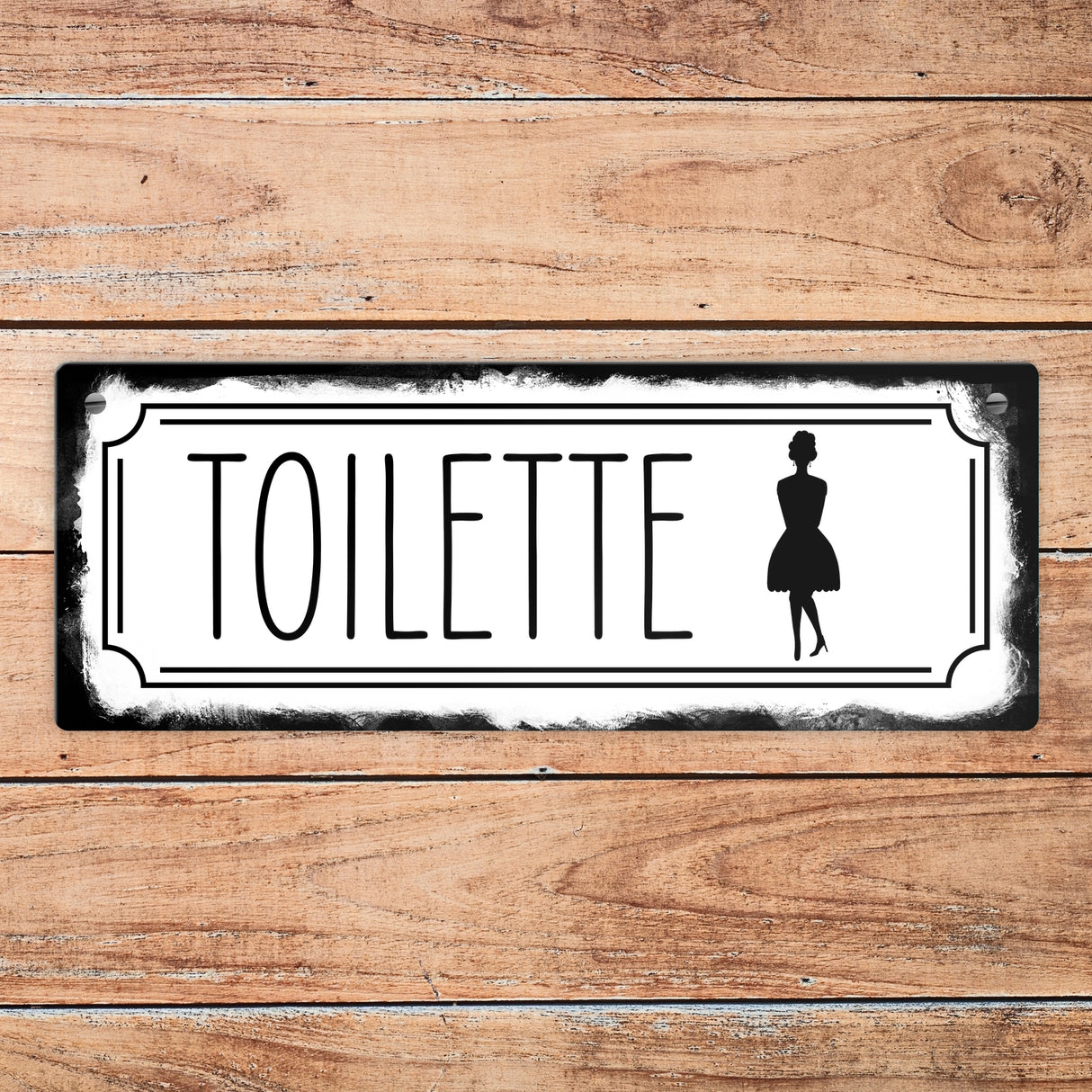 Toilettenschild mit Frau Metallschild in Retrooptik