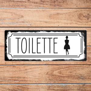 Toilettenschild mit Frau Metallschild in Retrooptik