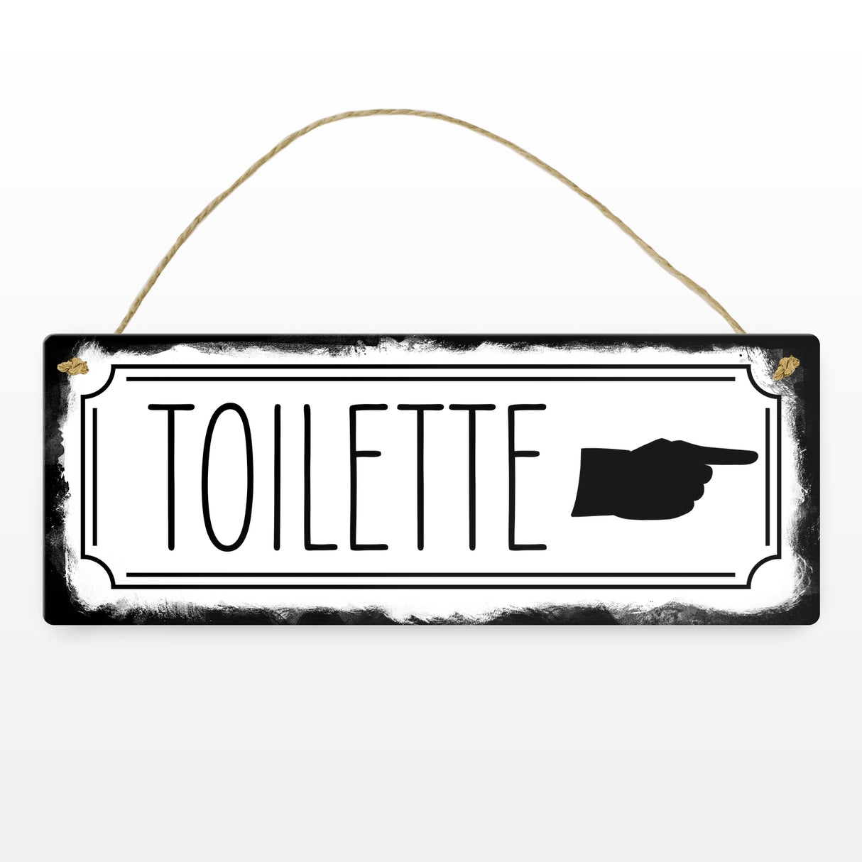 Toilettenschild mit Zeigefinger Metallschild in Retrooptik