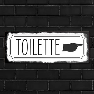 Toilettenschild mit Zeigefinger Metallschild in Retrooptik