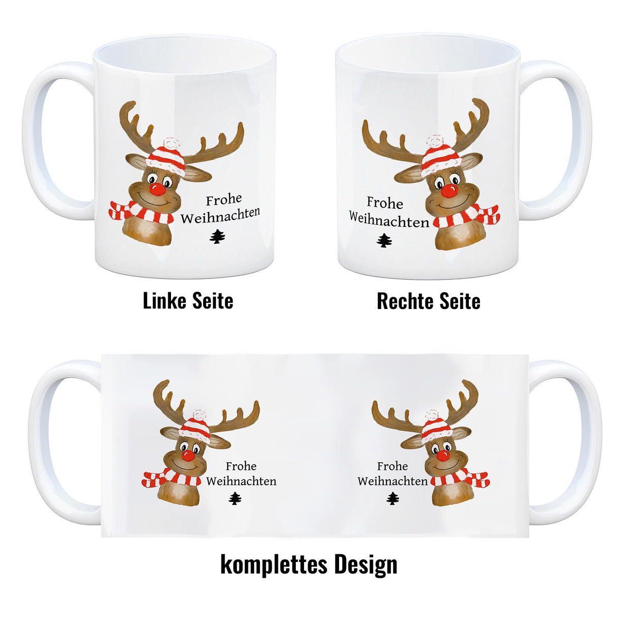 Weihnachten Kaffeebecher mit Rentier und Spruch - Frohe Weihnachten