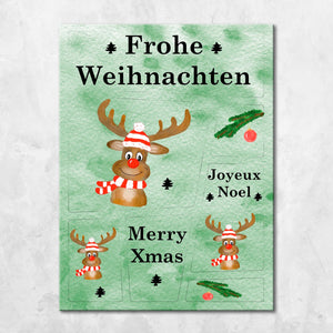 Frohe Weihnachten Rentier Kühlschrankmagnete im 8er Set