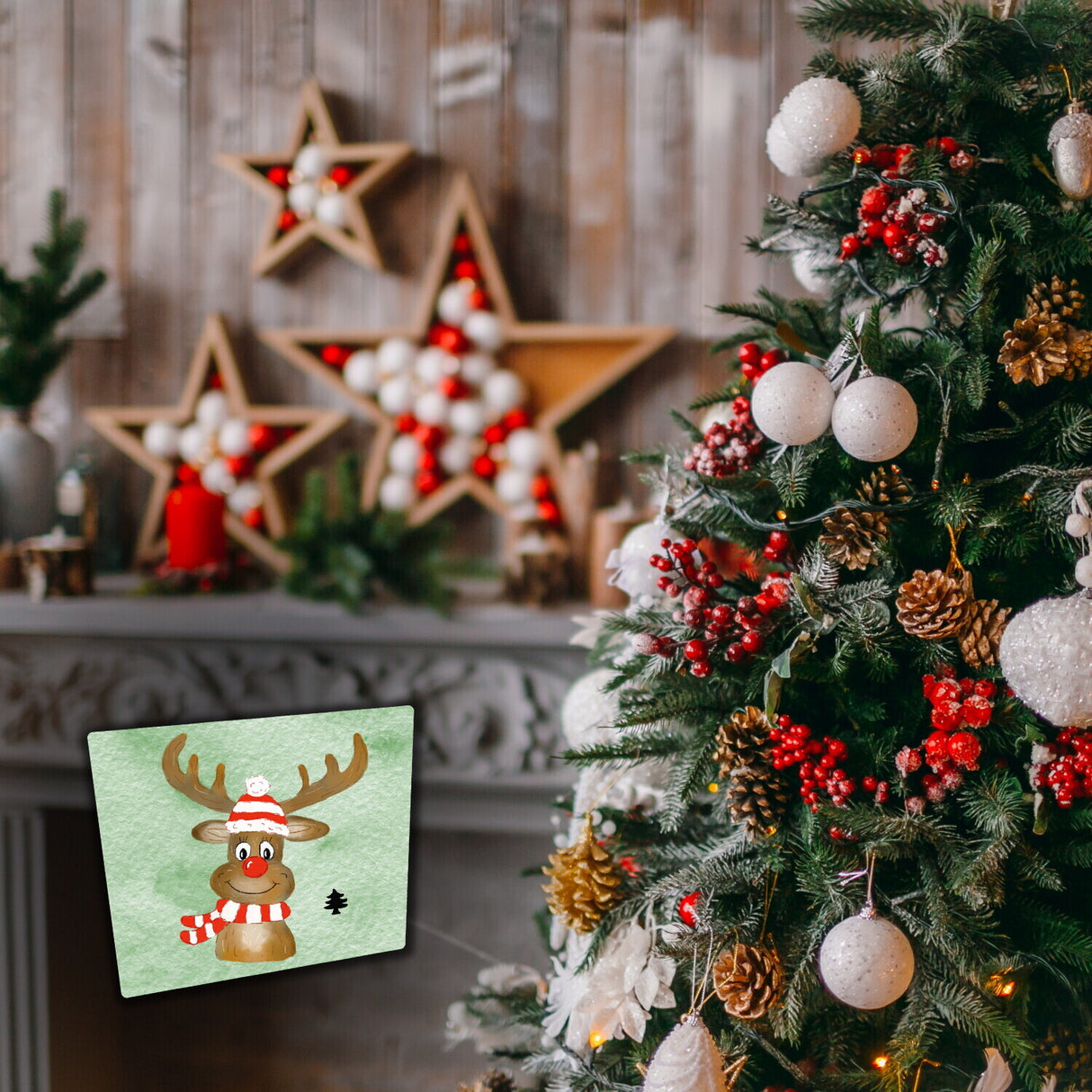 Frohe Weihnachten Rentier Kühlschrankmagnete im 8er Set
